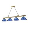 Z-Lite Cordon 4 Light Billiard, Rubbed Brass & Dark Blue 2306-4RB-ARDB